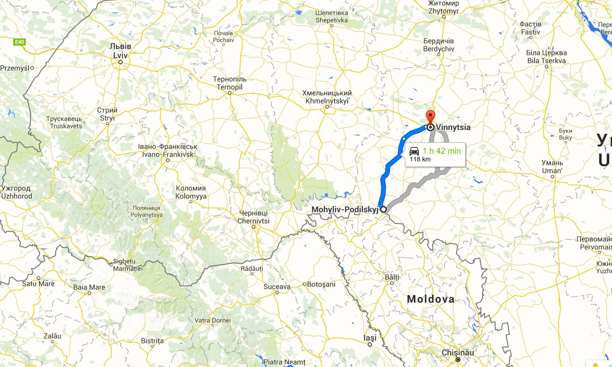 Map Moldova Ukraine Vinnitsa